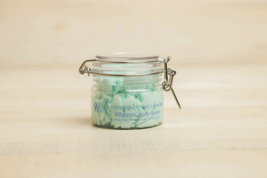 Lemongrass and Lavender whipped body butter included in the Sunshine and Calm Set