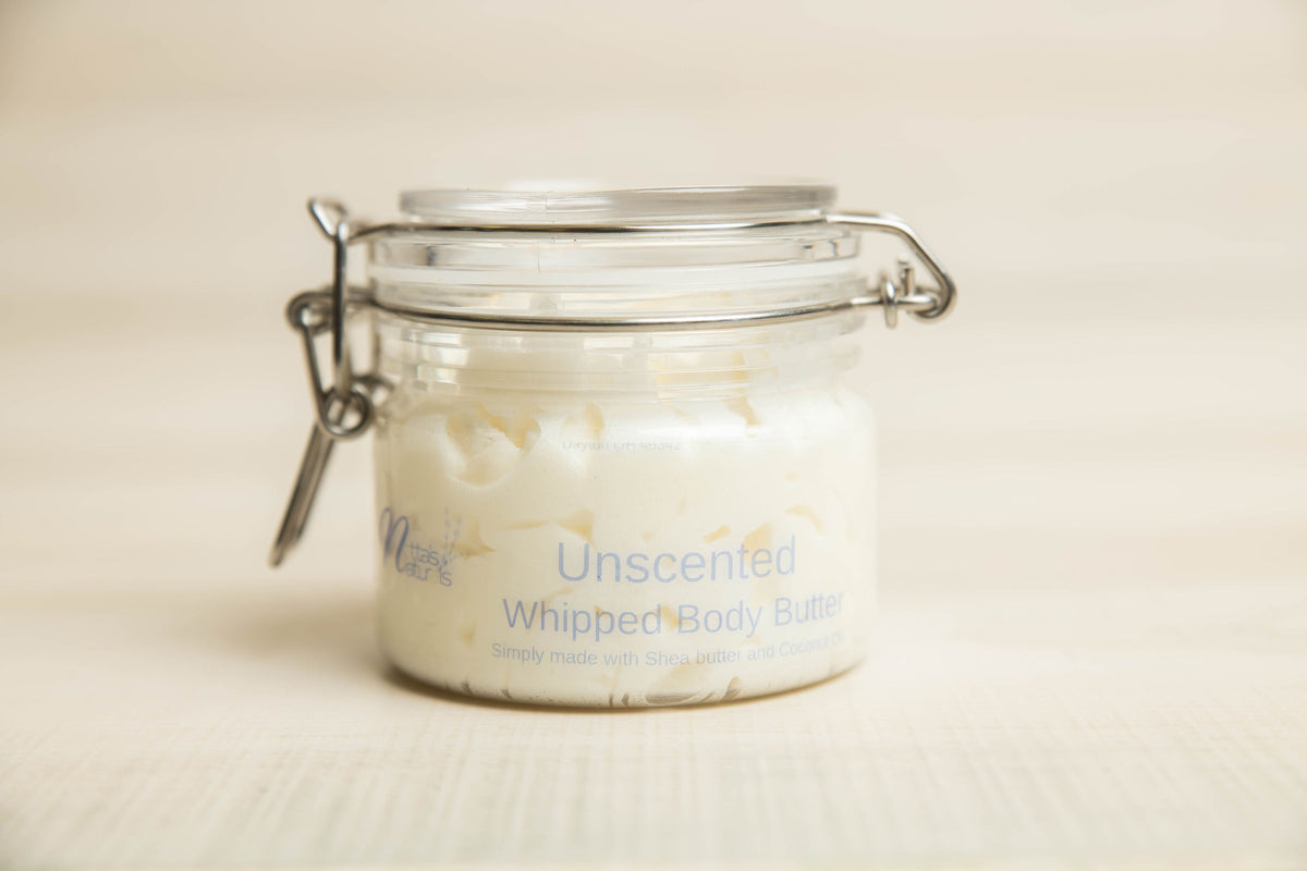 Unscented whipped body butter included in the Simply Soft set